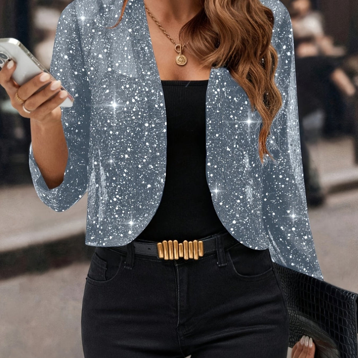 Simone Shimmer Cropped Jacket