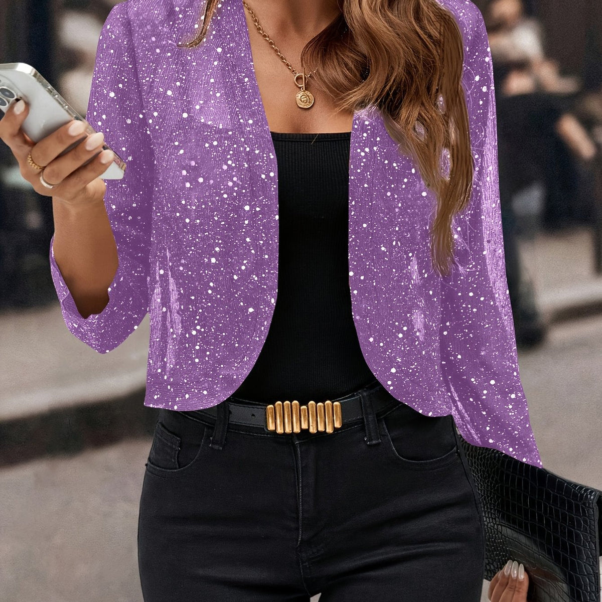 Simone Shimmer Cropped Jacket