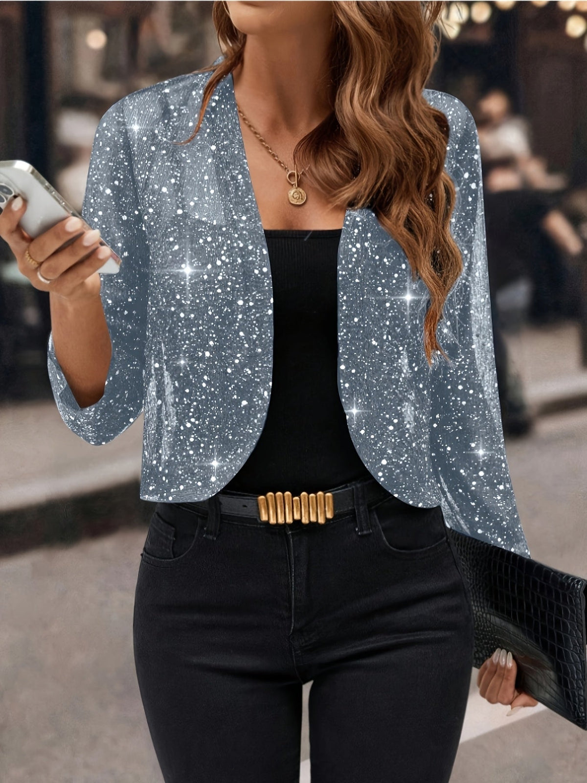 Simone Shimmer Cropped Jacket