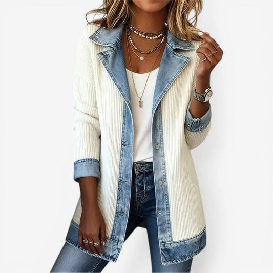 Francesca Denim Trim Knit Jacket