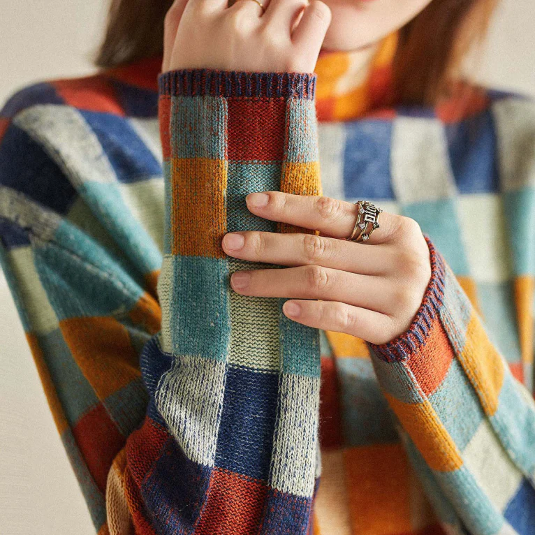 Camille Patchwork Turtleneck Sweater