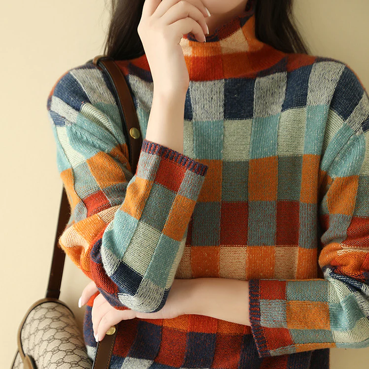 Camille Patchwork Turtleneck Sweater