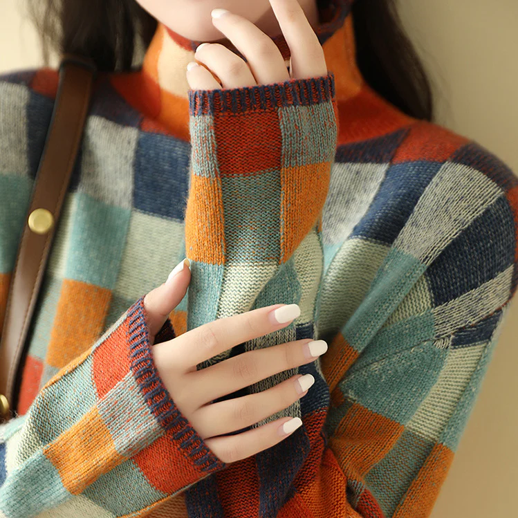 Camille Patchwork Turtleneck Sweater