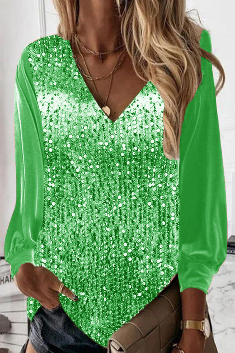 Marisol Sequin Neck Blouse